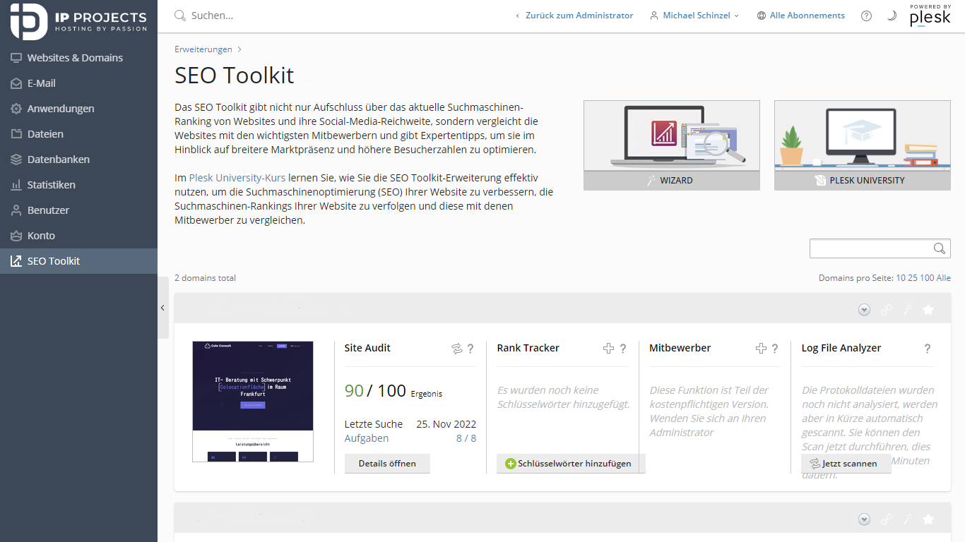 Plesk - SEO Toolkit