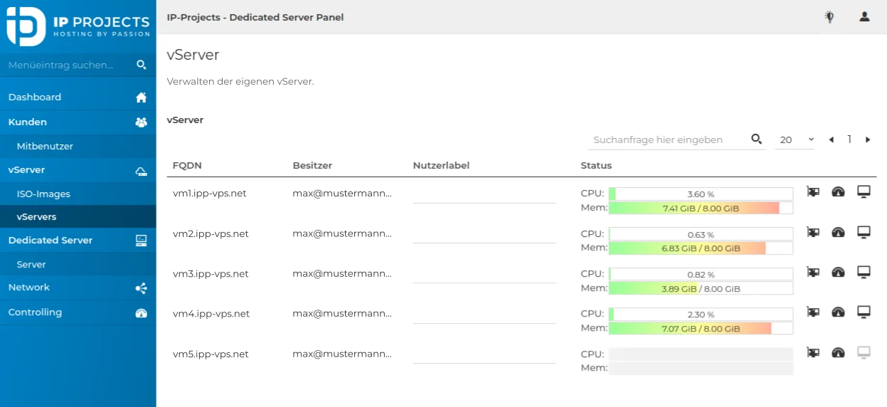 VServer Verwaltung - Überblick