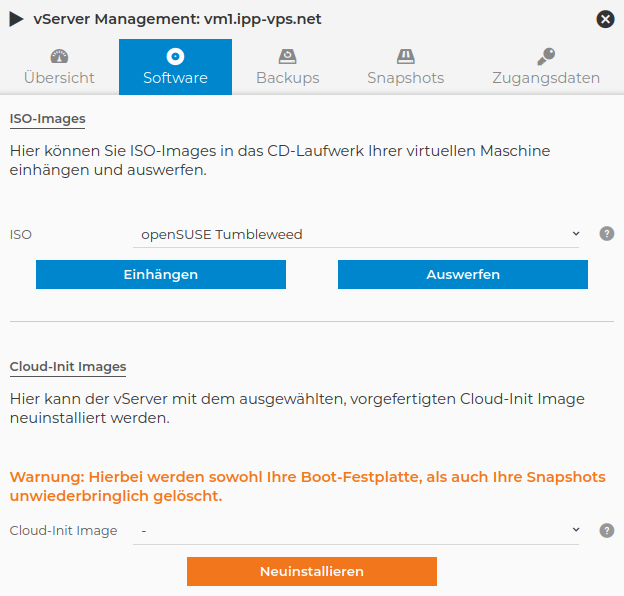 VServer Verwaltung - Installation